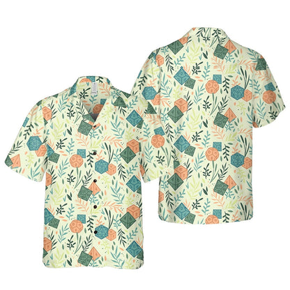 Light Dice Hawaiian Shirt, Casual Fantasy Gamer Aloha Shirt for Summer