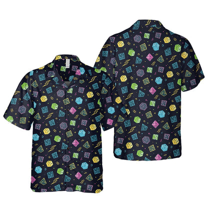 Colorful Dice Hawaiian Shirt, Fantasy RPG Gamer Aloha Shirt