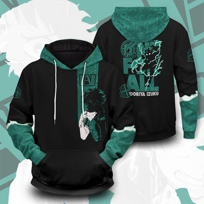  My Hero Academia Hoodie Boku No Hero Academia Apparel Izuku Midoriya Green Black Hoodie  