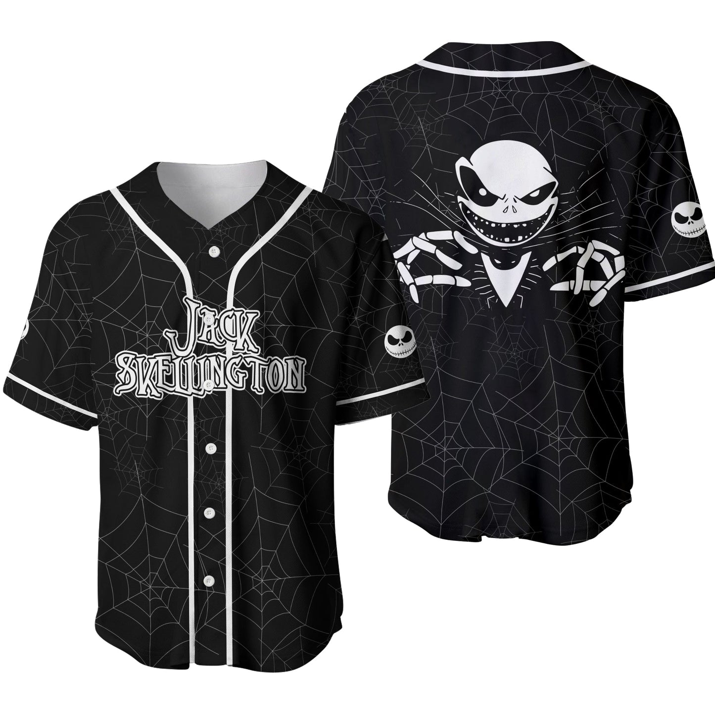 Tnbc Jersey Jack Skellington Spider Web Pattern Black Jersey Shirt Tnbc Baseball