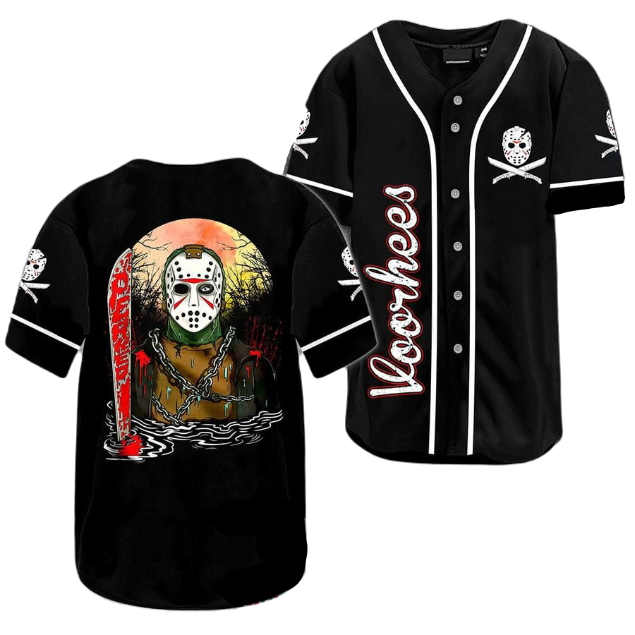 Friday the 13th Baseball Jersey From the Lake Jason Voorhees Jersey Shirt Black Unisex Adult New Release