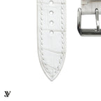 White Alligator Leather Watch Strap — buckle detail