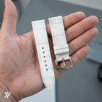 White Alligator Leather Watch Strap — shown on watch (AI-generated scene)