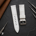 White Alligator Leather Watch Strap — styled scene (AI-generated scene)