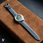 Slate Grey Beaver Leather Watch Strap — shown on watch (AI-generated scene)