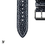 Black Crackle Cowhide Leather Watch Strap — buckle detail