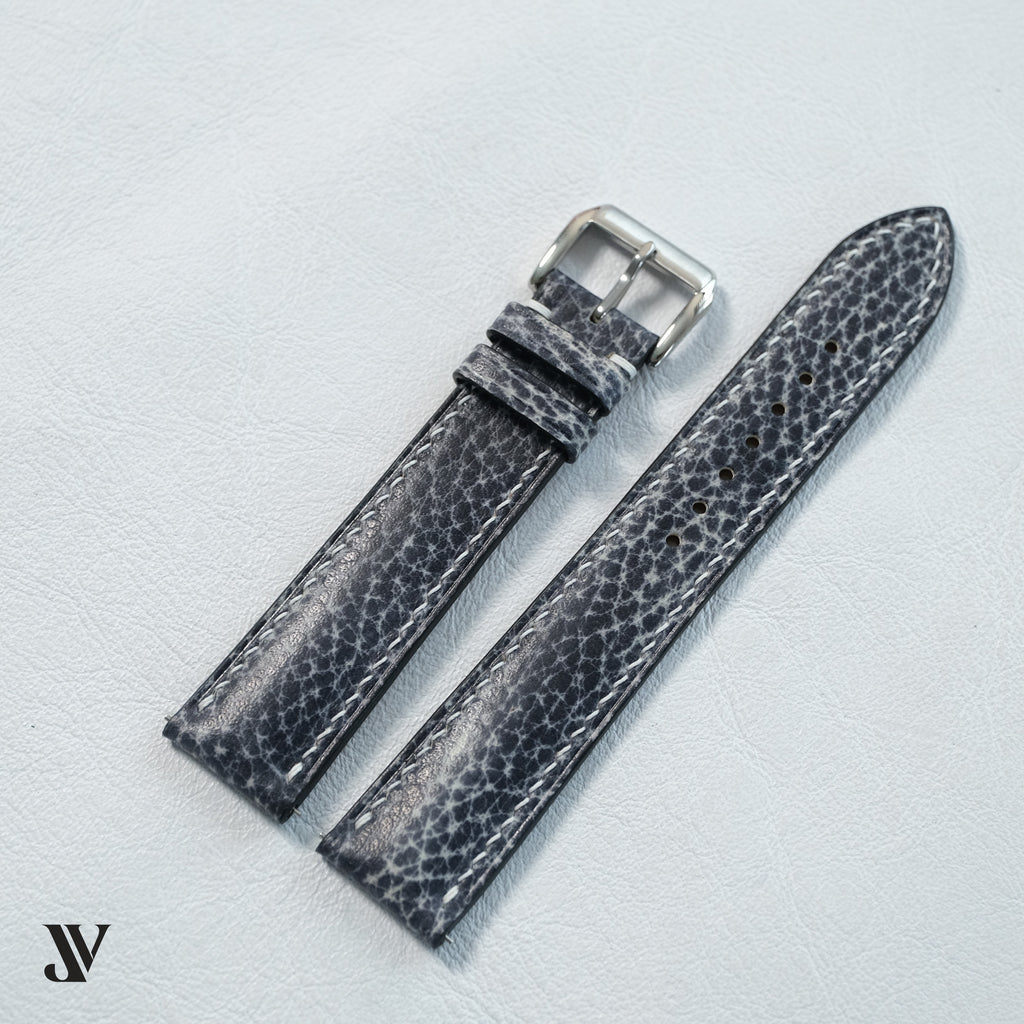 Black Crackle Cowhide Leather Watch Strap — original product photo