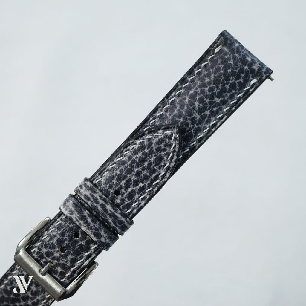 Black Crackle Cowhide Leather Watch Strap — original product photo