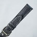 Black Crackle Cowhide Leather Watch Strap — original product photo