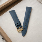 Slate Blue Epsom Classic Leather Watch Strap — styled scene (AI-generated scene)