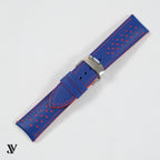 Royal Blue Red Epsom Rally Leather Watch Strap — original product photo