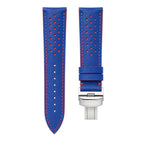 Royal Blue Red Epsom Rally Leather Watch Strap — original product photo