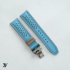 Sky Blue Gray Epsom Rally Leather Watch Strap — original product photo