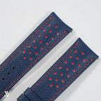 Slate Blue Red Epsom Rally Leather Watch Strap — original product photo