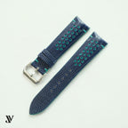 Navy Blue Teal Lizard Rally Leather Watch Strap — original product photo