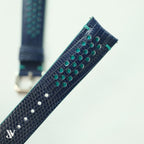 Navy Blue Teal Lizard Rally Leather Watch Strap — original product photo
