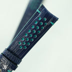 Navy Blue Teal Lizard Rally Leather Watch Strap — original product photo