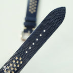 Navy Blue White Lizard Rally Leather Watch Strap — original product photo