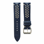 Navy Blue White Lizard Rally Leather Watch Strap — original product photo