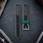 Black White Ostrich Leather Watch Strap — styled scene (AI-generated scene)