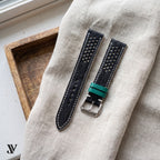 Black White Ostrich Leather Watch Strap — styled scene (AI-generated scene)