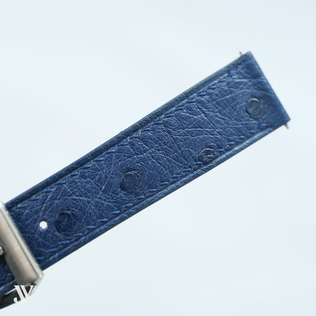 Denim Blue Ostrich Leather Watch Strap — original product photo
