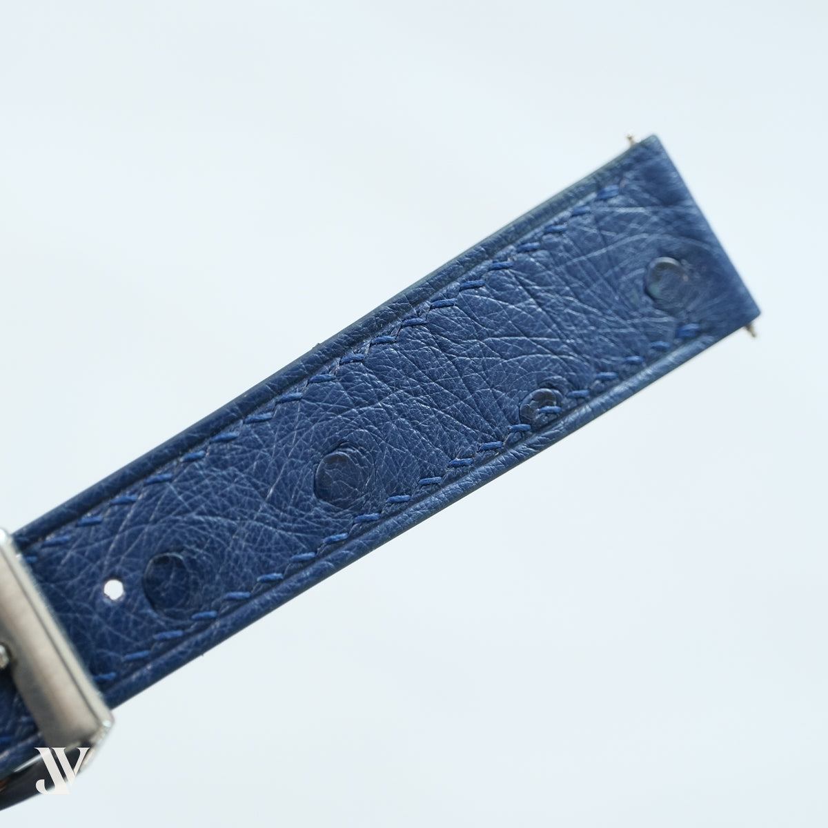 Denim Blue Ostrich Leather Watch Strap — original product photo