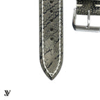 Olive Grey Ostrich Leg Leather Watch Strap — buckle detail