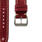 Burgundy Patina Cowhide Leather Watch Strap — buckle detail