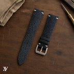Black Stingray Leather Watch Strap — styled scene (AI-generated scene)