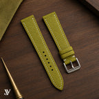 Olive Togo Leather Watch Strap — styled scene (AI-generated scene)