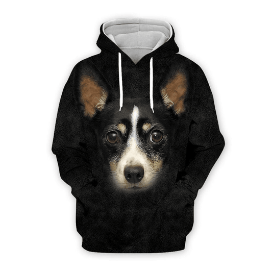 Dog Hoodie Chihuahua Cute Dog Face Hair Graphic Hoodie Black Unisex - Cozy Hoodie For Cold Weather