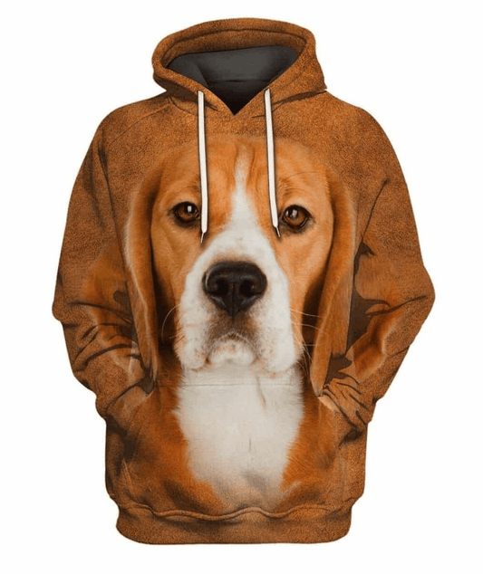 Dog Hoodie Beagle Beagle Face Hair Graphic Hoodie Brown Unisex - Cozy Hoodie For Cold Weather