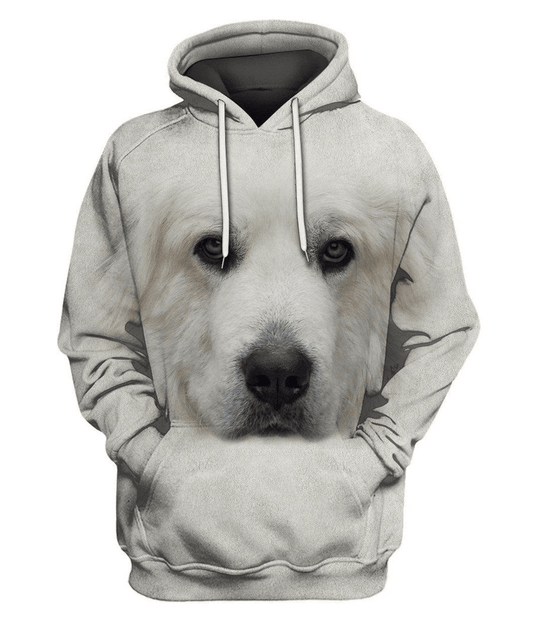 Dog Hoodie Great Pyrenees Face Hair Graphic Hoodie White Unisex - Cozy Hoodie For Cold Weather