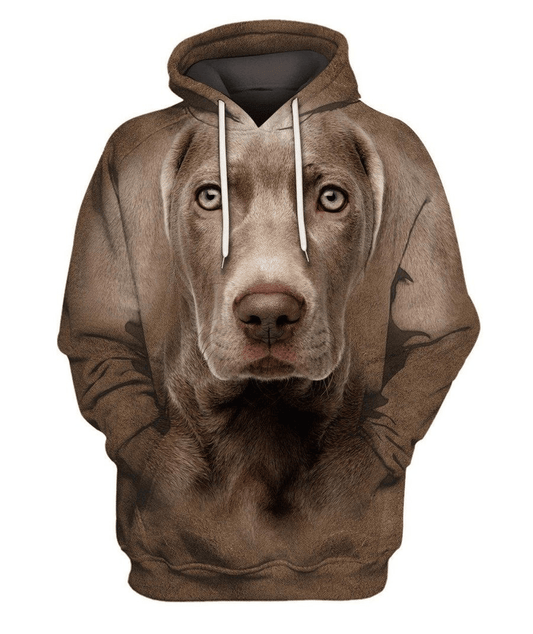 Dog Hoodie Weimaraner Face Hair Graphic Hoodie Brown Unisex - Cozy Hoodie For Cold Weather