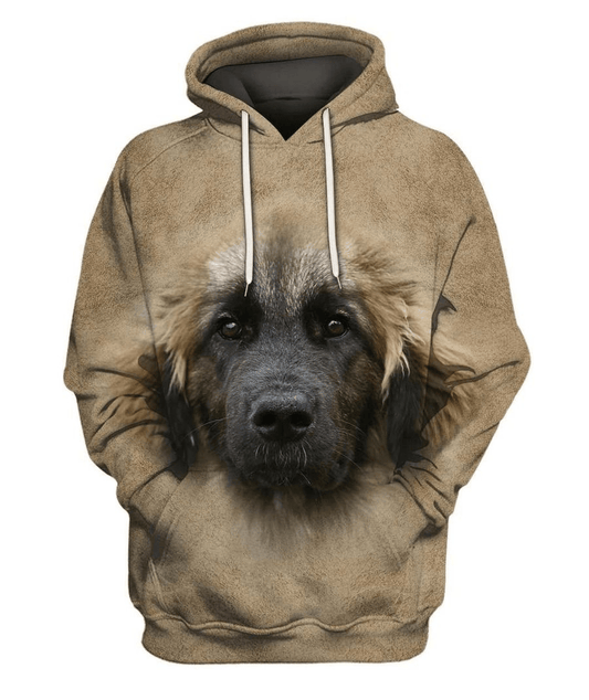 Dog Hoodie Leonberger Face Hair Graphic Hoodie Brown Unisex - Cozy Hoodie For Cold Weather