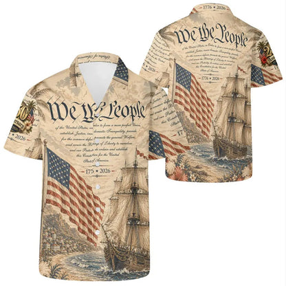 Patriotic 250 Years USA Hawaiian Shirt, Vintage We The People 1776–2026 AOP Hawaiian Shirt 685056