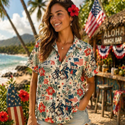 250 Years of America Hawaiian Shirt, Spirit of 76 Patriotic 4th of July 1776-2026 AOP Hawaii Shirt 685190