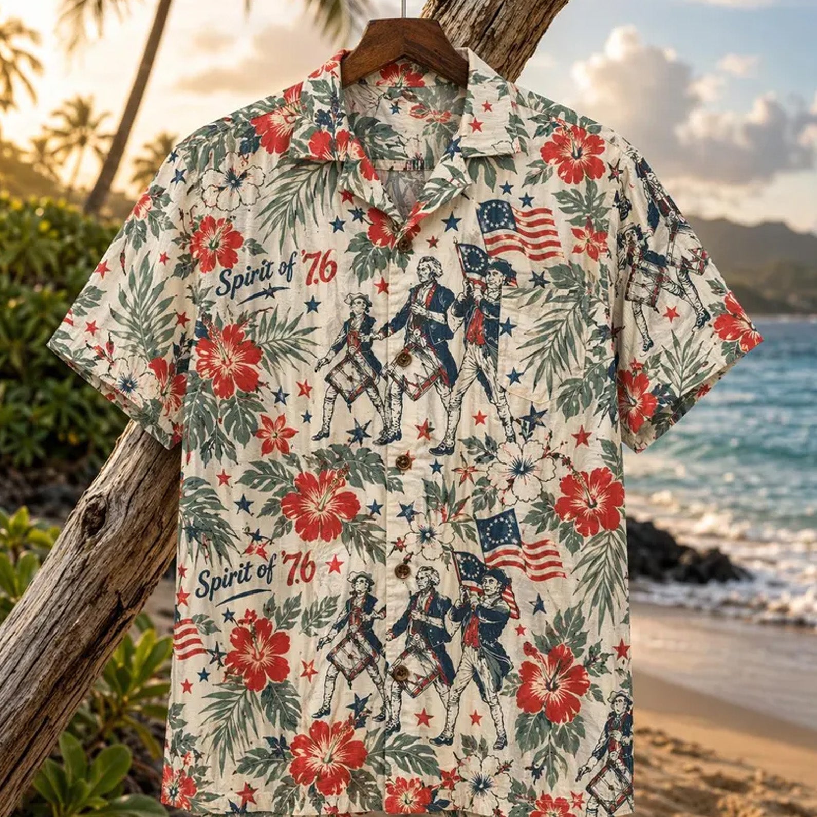 250 Years of America Hawaiian Shirt, Spirit of 76 Patriotic 4th of July 1776-2026 AOP Hawaii Shirt 685190