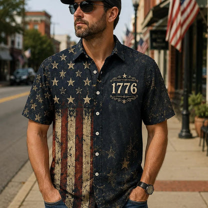 Vintage 250 Years American Flag Hawaiian Shirt, 1776–2026 Patriotic Eagle Shirt, USA Freedom AOP Hawaii Shirt 685261 WFD