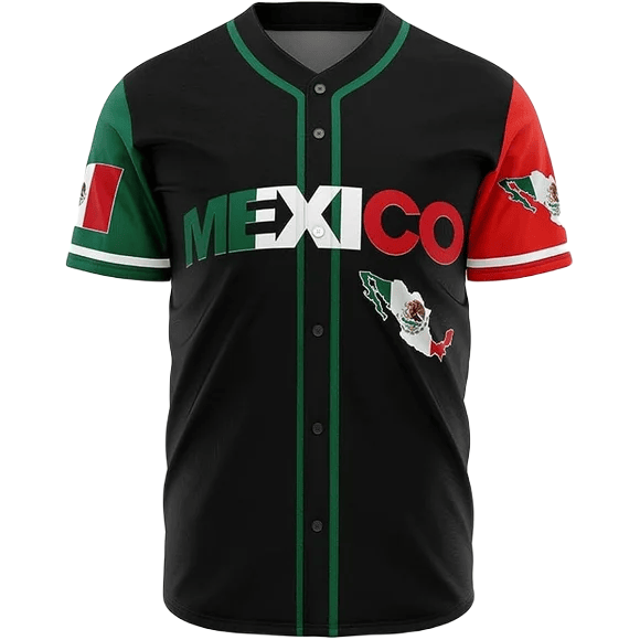 Mexican Baseball Jersey Mexican Flag Country Coat of Arms Eagle Jersey Shirt Black Unisex Adult New Release