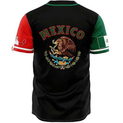 Mexican Baseball Jersey Mexican Flag Country Coat of Arms Eagle Jersey Shirt Black Unisex Adult New Release
