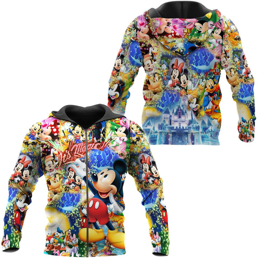 Disney MK Zip Hoodie MK Magical Glitter Castle Zip Hoodie Colorful Unisex