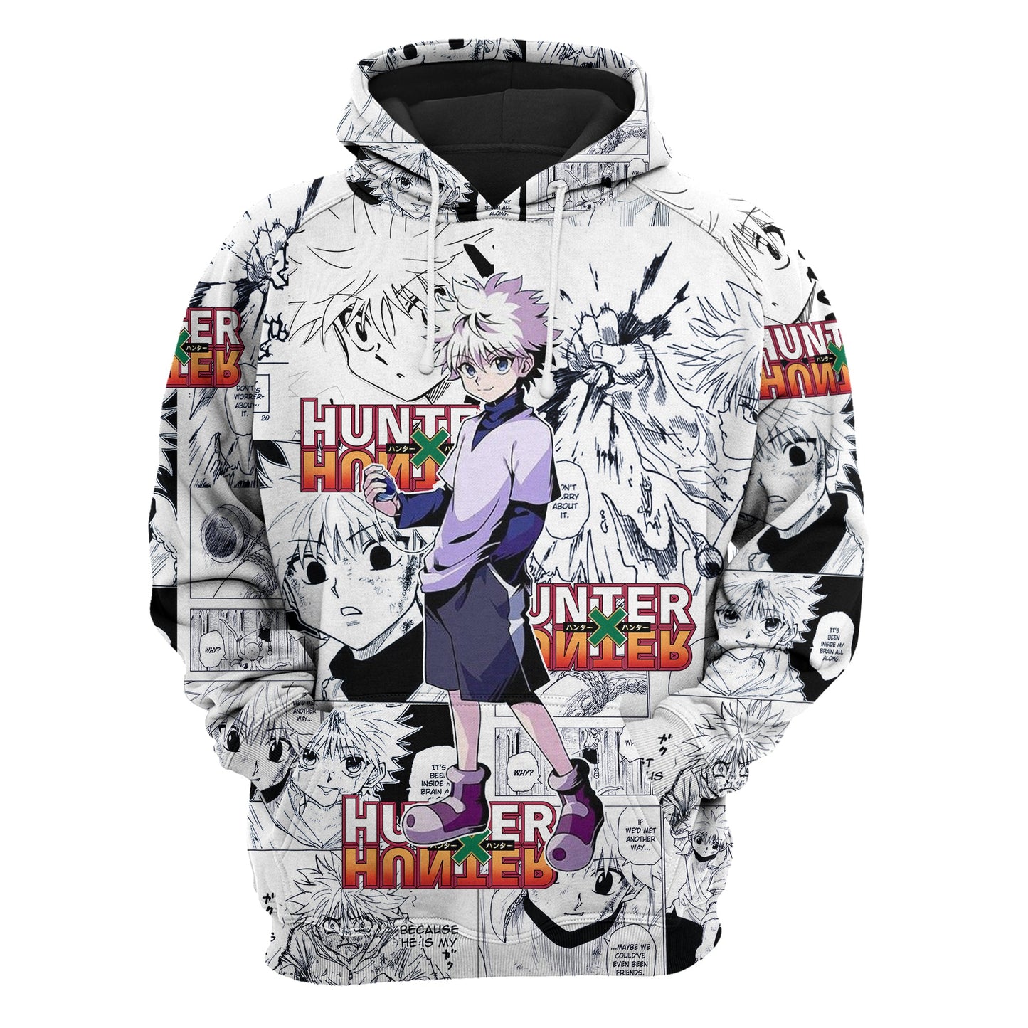 Hunter X Hunter T-shirt Killua Zoldyck Manga Black White Hoodie Hunter X Hunter Merch Anime Shirt