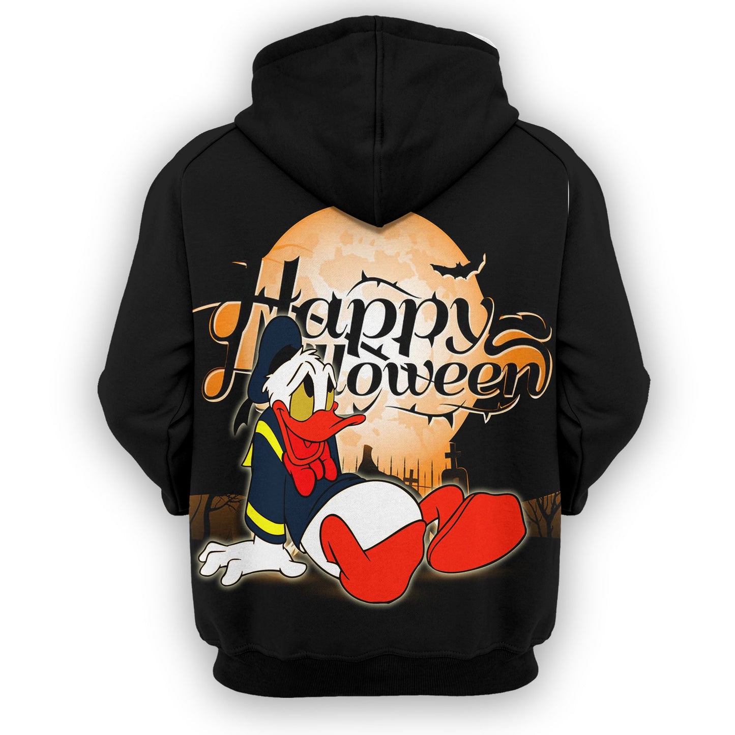 Disney Halloween Hoodie Donald Duck Happy Halloween Spooky Night Black Hoodie - Cozy Hoodie For Cold Weather
