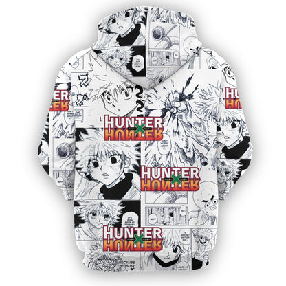 Hunter X Hunter T-shirt Killua Zoldyck Manga Black White Hoodie Hunter X Hunter Merch Anime Shirt