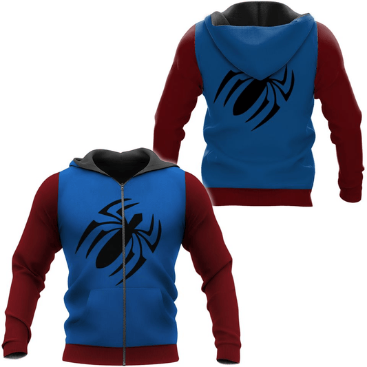 Spiderman Zip Hoodie Marvel Scarlet Spiderman Suit Costume Zip Hoodie Red Blue Unisex - Cozy Hoodie For Cold Weather