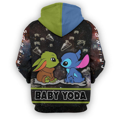 DN Hoodie DN Crossover SW Stitch Baby Yoda Black Blue Green Hoodie