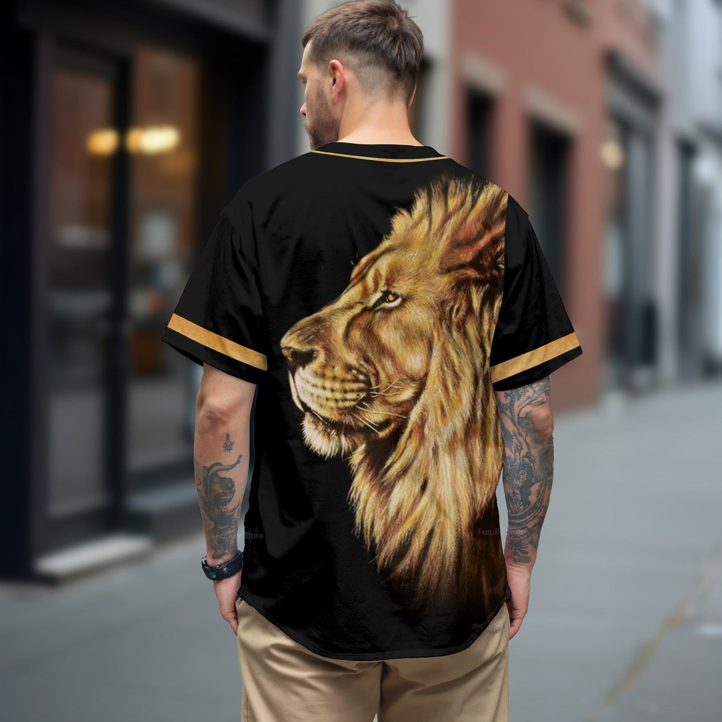 Faith Over Fear Lion King Jesus Black Baseball Tee Jersey Shirt Printed 3D