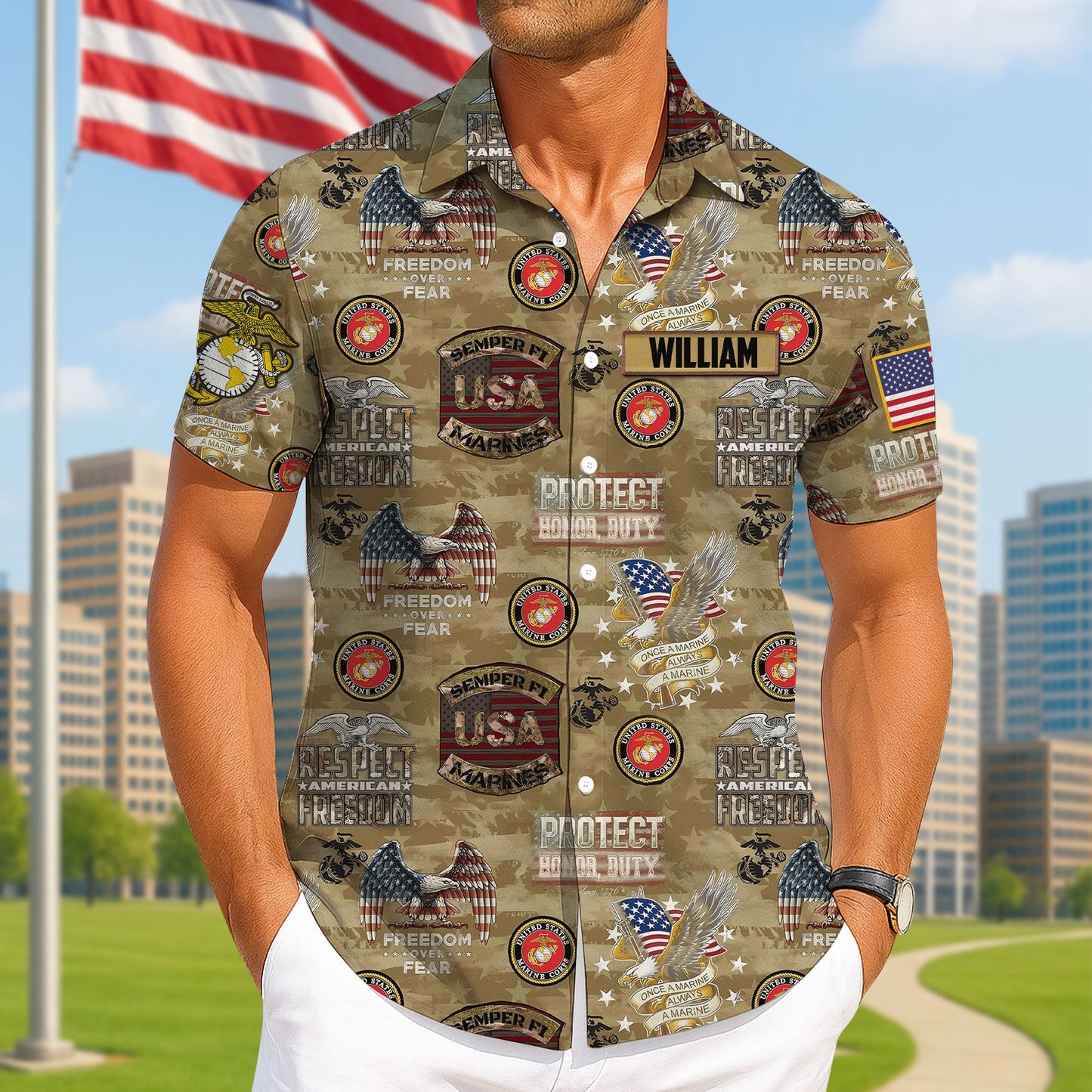 Military Hawaiian Shirt - Custom Military Logo Gifts For Veteran 05huti180625